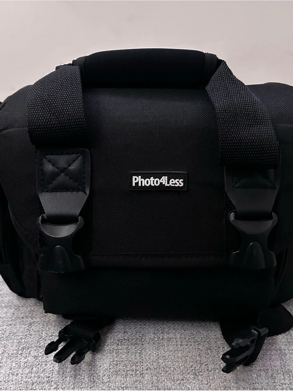 Canon DSLR Camera with Black Body and Red-Trim Strap
